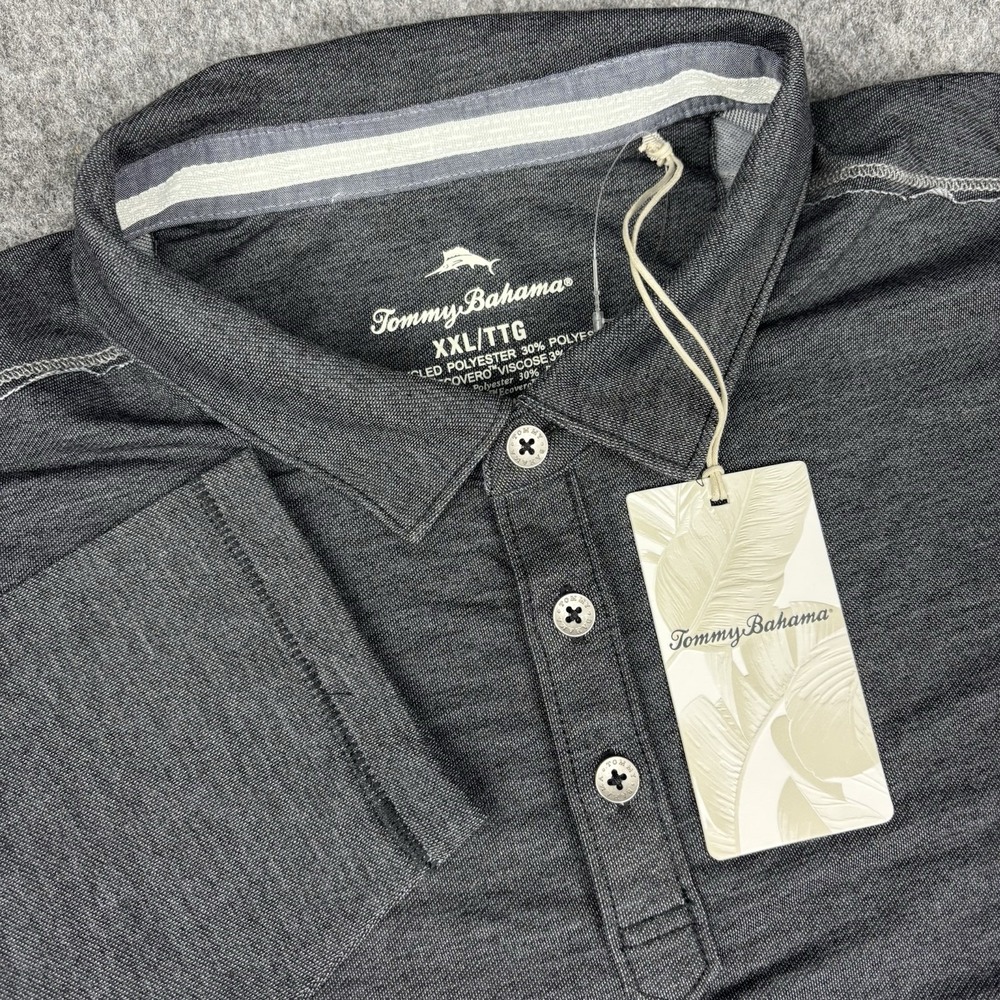 Tommy Bahama Polo Shirt Mens Xxl Gray Long Sleeve Golf NWT Casual Outdoors Sport